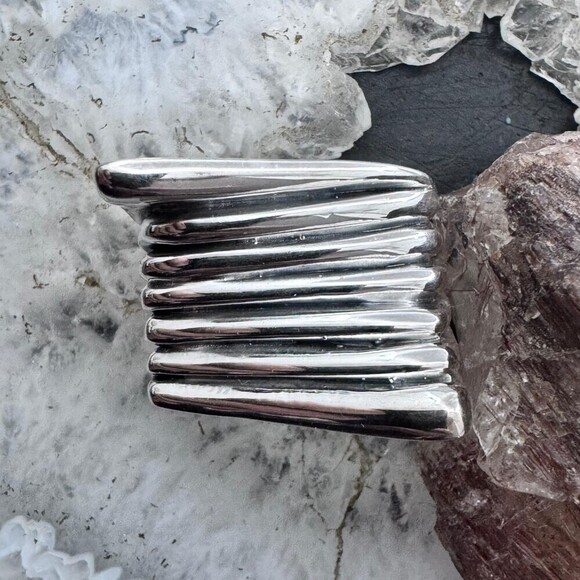 Sterling Silver Electroform Irregular Geometric Ring For Women, Taxco Mexico - Picture 5 of 10